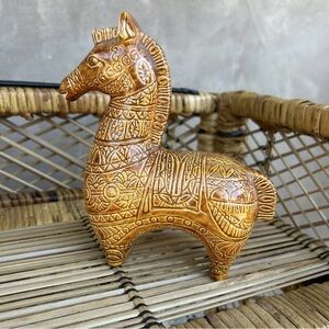 Bitossi Style Brown Tan Horse Figurine MCM Style Vintage Ceramic Porcelain